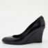 Gucci Black Patent Leather Wedge Round Toe Pumps Size 40