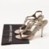 Gucci Metallic Grey Leather Crystal Embellished Buckle T-Strap Sandals Size 38 - Image 9