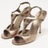 Gucci Metallic Grey Leather Crystal Embellished Buckle T-Strap Sandals Size 38 - Image 2