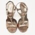 Gucci Metallic Grey Leather Crystal Embellished Buckle T-Strap Sandals Size 38 - Image 3