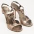 Gucci Metallic Grey Leather Crystal Embellished Buckle T-Strap Sandals Size 38 - Image 4