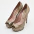 Gucci Metallic Nizza Laser Leather Peep Toe Platform Pumps Size 38 - Image 2