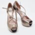 Gucci Metallic Grey Leather Ankle Strap Peep Toe Platform Pumps Size 38 - Image 4