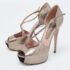 Gucci Metallic Grey Leather Ankle Strap Peep Toe Platform Pumps Size 38 - Image 2