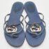 Gucci Blue Leather GG Cage Flat Thong Sandals Size 37 - Image 3