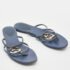 Gucci Blue Leather GG Cage Flat Thong Sandals Size 37 - Image 4