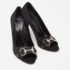 Gucci Black Satin Horsebit Peep Toe Pumps Size 38 - Image 4