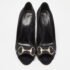 Gucci Black Satin Horsebit Peep Toe Pumps Size 38 - Image 3