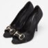 Gucci Black Satin Horsebit Peep Toe Pumps Size 38 - Image 2