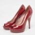 Gucci Red Patent Leather Peep Toe Pumps Size 37 - Image 2