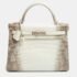 Herm&egrave;s Blanc Crocodile Niloticus Himalaya Palladium Finish Kelly Retourne 32 Bag