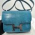Hermes Ink Blue Lizard Leather Constance 19 Bag - Image 4