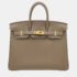 Hermes Etoupe Grey Togo Leather Birkin 25 Bag