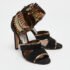 Jimmy Choo Black/Gold Suede and Metallic Leather Klara Sandals Size 38 - Image 4
