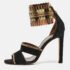Jimmy Choo Black/Gold Suede and Metallic Leather Klara Sandals Size 38