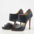 Jimmy Choo Black Glitter Suede Open Toe Pumps Size 39 - Image 2