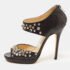 Jimmy Choo Black Studded Nubuck Leather Bonnie Back Zip Sandals Size 39