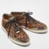 Jimmy Choo Brown/Metallic Leopard Print Calfhair and Mirrored Leather Miami Low Top Sneakers Size 38.5 - Image 4