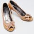 Lanvin Brown Patent Leather And Fabric Grosgrain Bow Peep Toe Pumps Size 41 - Image 4