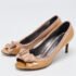 Lanvin Brown Patent Leather And Fabric Grosgrain Bow Peep Toe Pumps Size 41 - Image 2