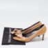 Lanvin Brown Patent Leather And Fabric Grosgrain Bow Peep Toe Pumps Size 41 - Image 9