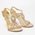 Loriblu Beige Satin Crystal Ankle Strap Sandals Size 38 - Image 4