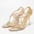 Loriblu Beige Satin Crystal Ankle Strap Sandals Size 38 - Image 2