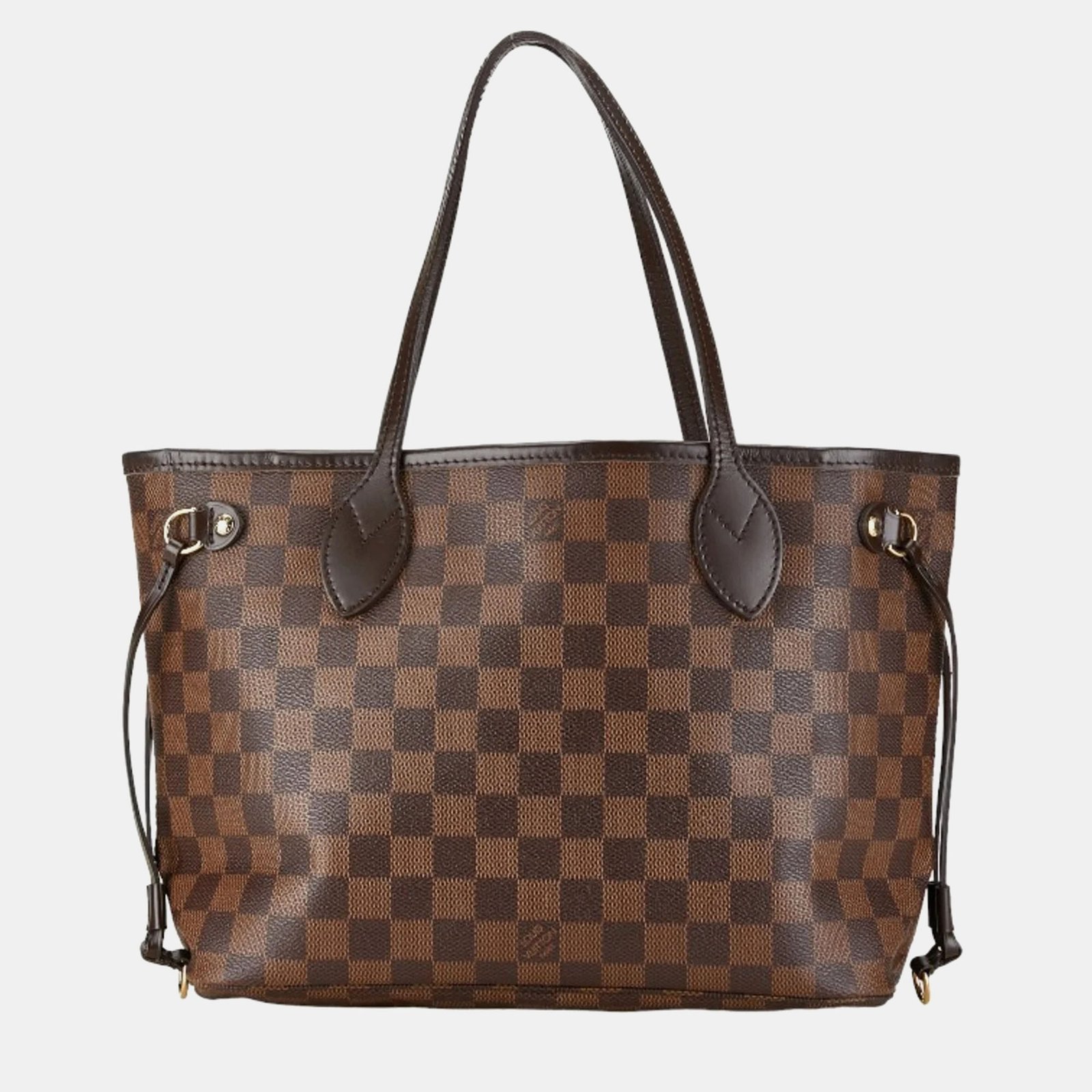 luxury-women-louis-vuitton-used-handbags-p1051301-005 Louis Vuitton Brown Damier Ebene Canvas Neverfull PM Tote Bag - Image 1