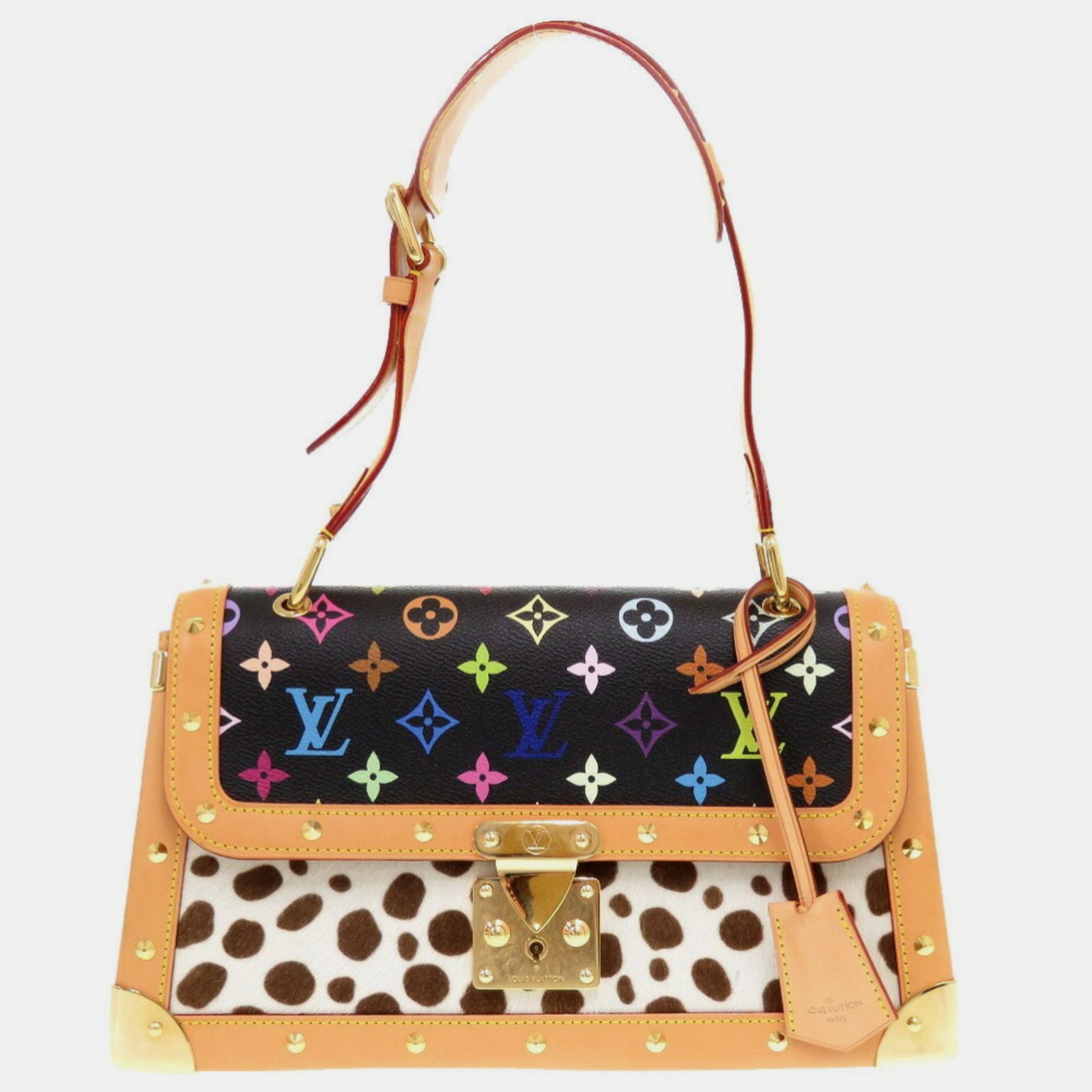 luxury-women-louis-vuitton-used-handbags-p1076674-029 Louis Vuitton Sac Dalmatian Monogram Multicolor Pony Noir Shoulder Bag - Image 1