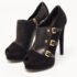 Louis Vuitton Black Suede and Leather  Peep Toe Booties Size 39 - Image 2