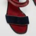 Louis Vuitton Dark Red/Navy Blue Snakeskin and Velvet Cross Ankle Strap Wedge Sandals Size 38 - Image 7