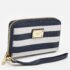 Michael Kors Blue/White Leather Striped Zip Around Wallet - Image 3