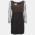 Moschino Couture Black/Brown Crepe & Lace Bow Detail Mini Dress L