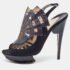 Nicholas Kirkwood Black Watersnake Leather and Suede Slingback Sandals Size 39
