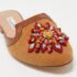 Oscar de la Renta Brown Canvas and Leather Spanish Embellished Flat Mules Size 36 - Image 7