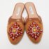Oscar de la Renta Brown Canvas and Leather Spanish Embellished Flat Mules Size 36 - Image 3