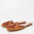 Oscar de la Renta Brown Canvas and Leather Spanish Embellished Flat Mules Size 36 - Image 2