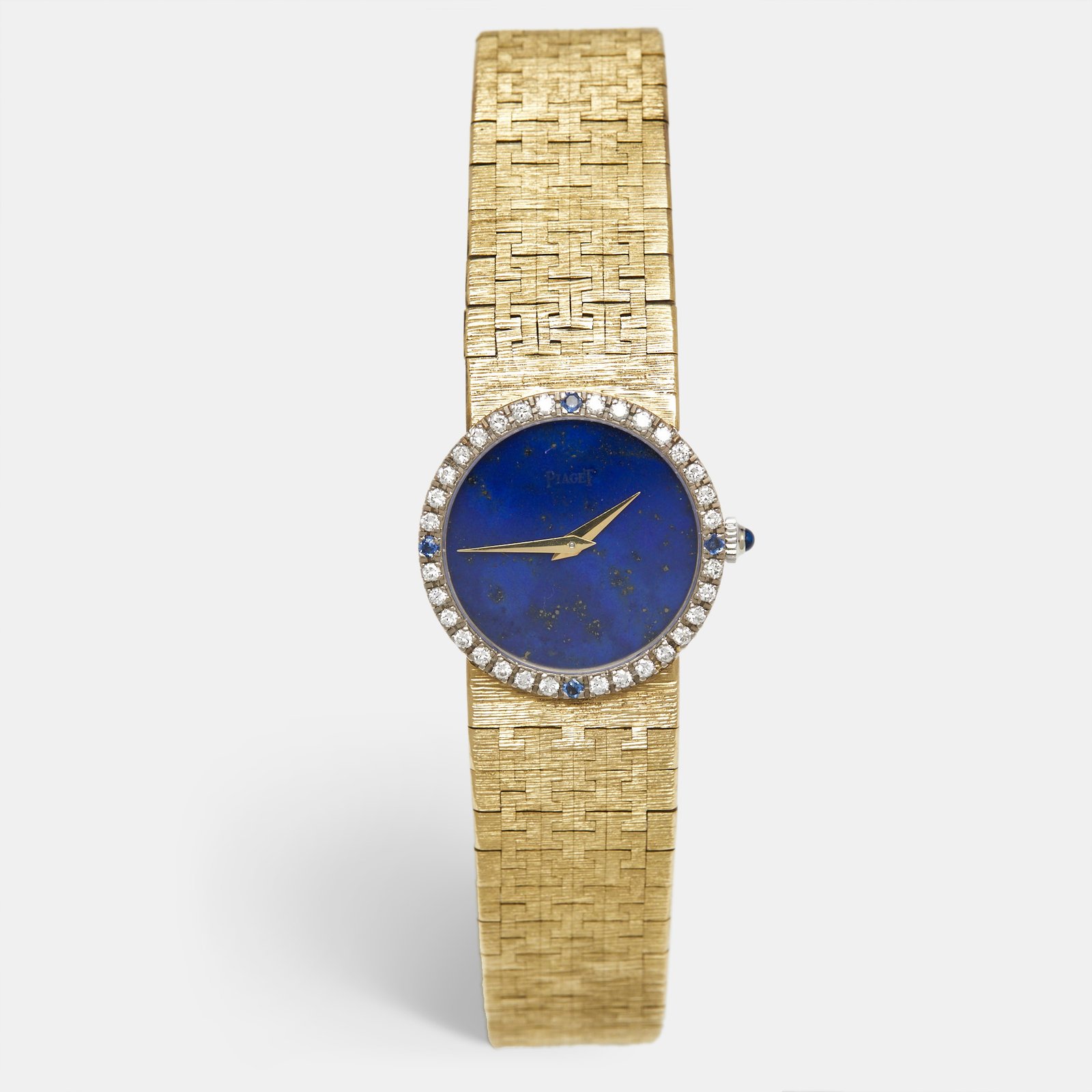 luxury-women-piaget-used-watches-p960159-023 Piaget Lapiz Diamonds Sapphire 18K Yellow Gold Vintage Cocktail 9706 Women's Wristwatch 24 mm - Image 1