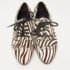 Pierre Balmain Black/ White Zebra Print Pony Hair and Leather Studded  Lace Up Oxfords Size 37 - Image 3