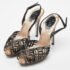 Ren&eacute; Caovilla Black Suede and Fabric Crystal Embellished Slingback Sandals Size 37.5 - Image 2