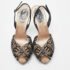 Ren&eacute; Caovilla Black Suede and Fabric Crystal Embellished Slingback Sandals Size 37.5 - Image 3