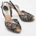 Ren&eacute; Caovilla Black Suede and Fabric Crystal Embellished Slingback Sandals Size 37.5 - Image 4