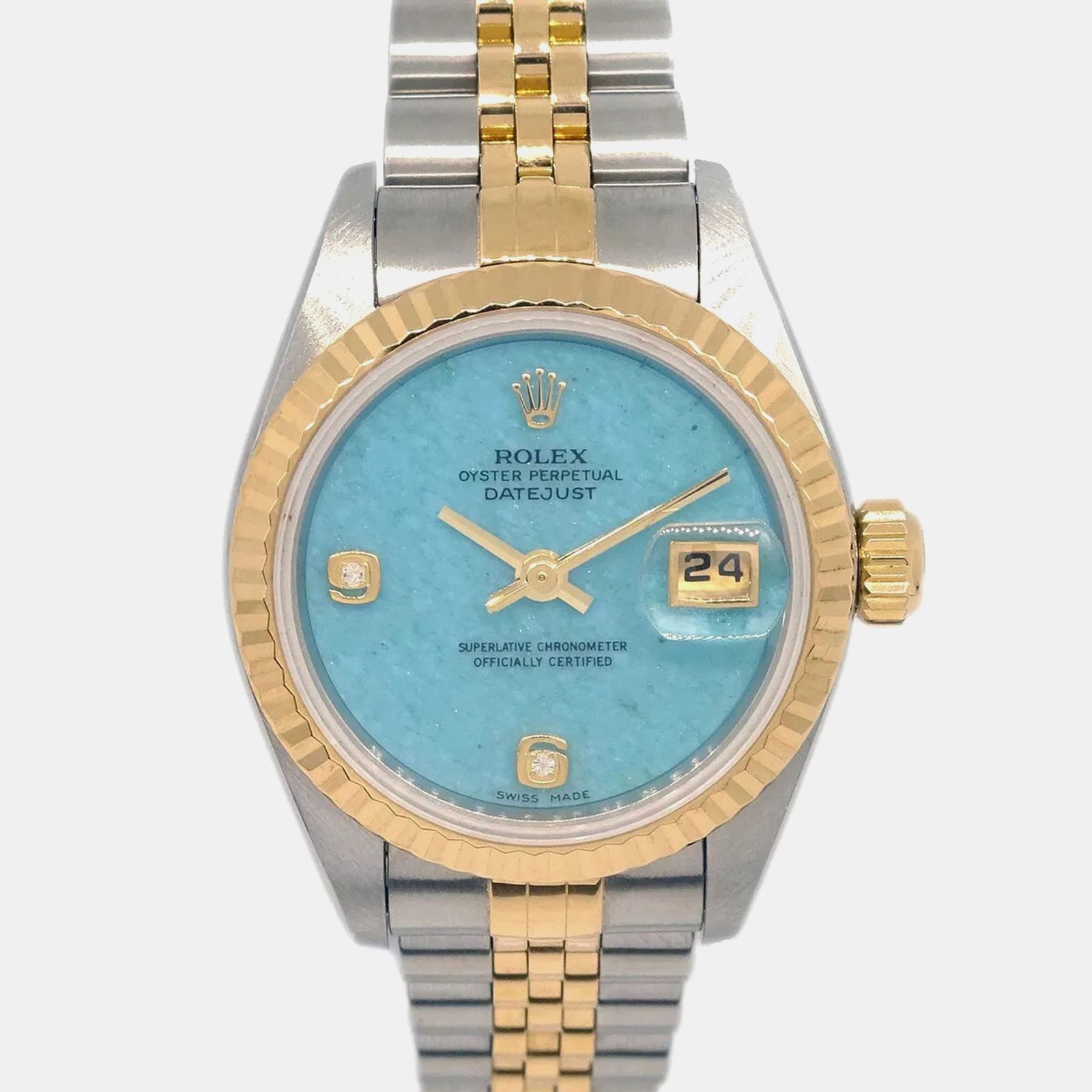 luxury-women-rolex-used-watches-p1095501-003 Rolex Blue Diamond 18k Yellow Gold Stainless Steel Datejust 79173 Automatic Women's Wristwatch 26 mm - Image 1