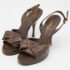 Saint Laurent Brown Leather Y-Bow Platform Sandals Size 37.5 - Image 2
