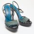 Yves Saint Laurent Green/Black Lizard Strappy Platform Sandals Size 38.5 - Image 4