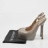 Saint Laurent Grey Leather Tribtoo Platform Slingback Pumps Size 35 - Image 9
