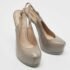 Saint Laurent Grey Leather Tribtoo Platform Slingback Pumps Size 35 - Image 4
