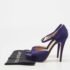 Saint Laurent Navy Blue Satin Ankle Strap Platform Open Toe Pumps Size 38.5 - Image 9
