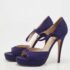 Saint Laurent Navy Blue Satin Ankle Strap Platform Open Toe Pumps Size 38.5 - Image 2