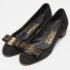 Salvatore Ferragamo Black Suede Vara Bow Studded Block Heel Pumps Size 35 - Image 2